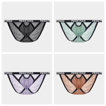 4-Pack Men’s Scale-Pattern Ice Silk Briefs with Cut-Out design - AFL 1997