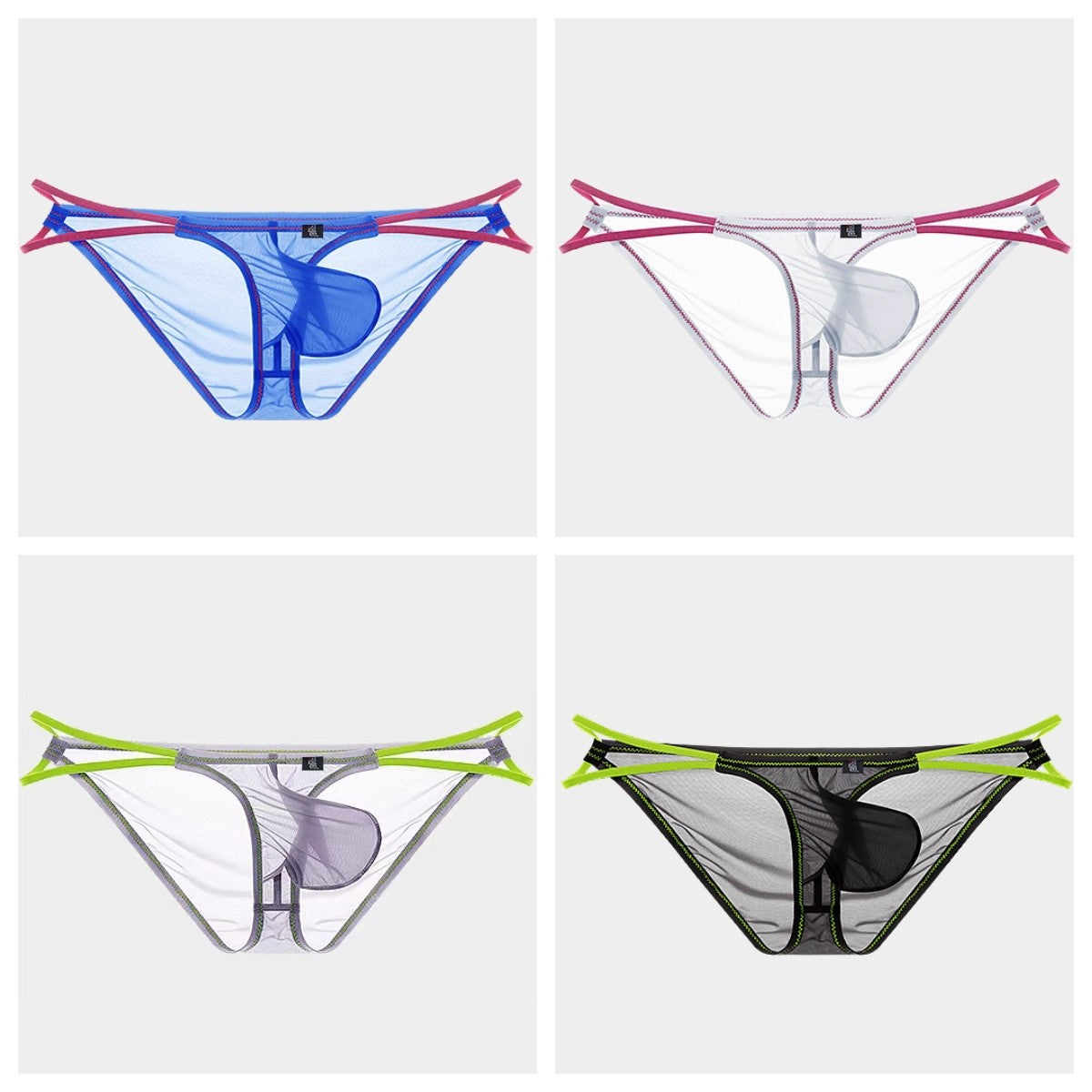 4-Pack Men's Ultra-Thin Ice Silk Briefs with Dual Elastic Side Straps - AFL 891
