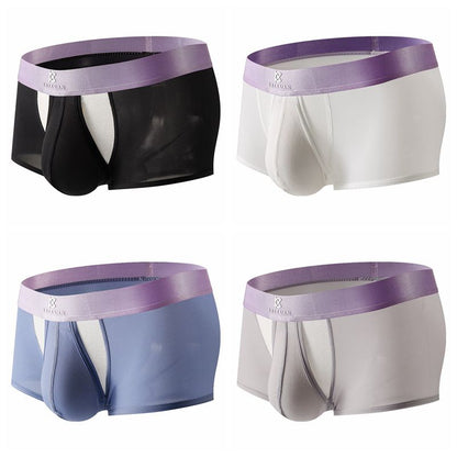 4-Pack Men’s Ice Silk Dual-Pouch Underwear – Front & Base Separation Design – AFL 034PJ
