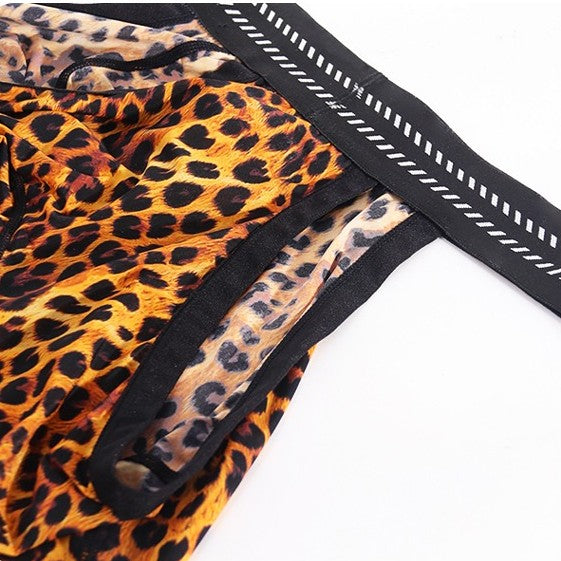 4-Pack Men’s Ice Silk Animal Print Open-Side Boxer Briefs - AFL 717