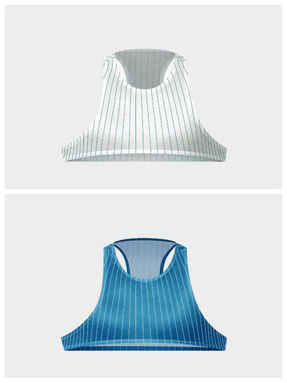 Men's Pinstripe Satin Ice Silk Crop Tank Top and Matching Underwear