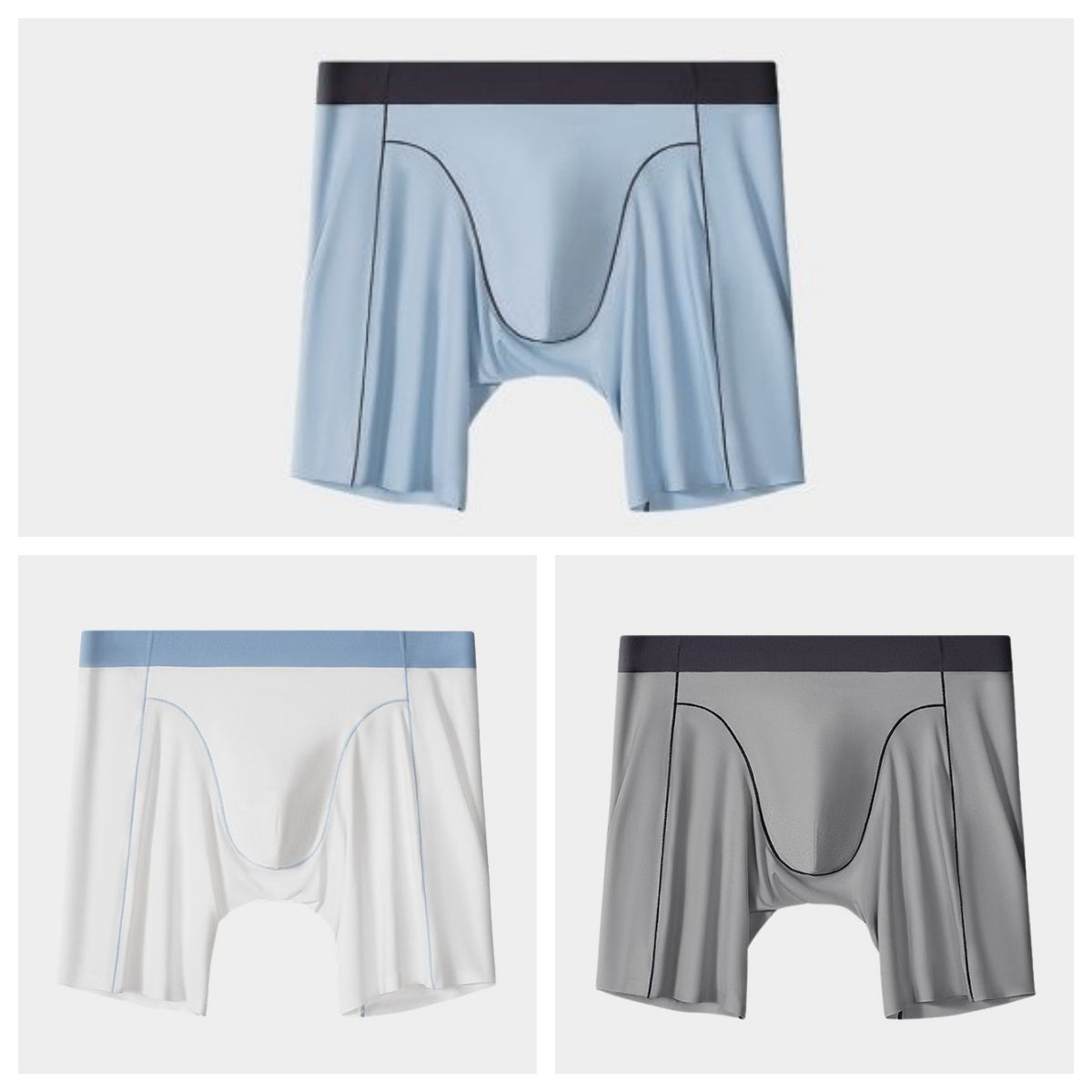 3-Pack Men's Ice Silk Boxer Briefs & Athletic Shorts - AFL - XN703