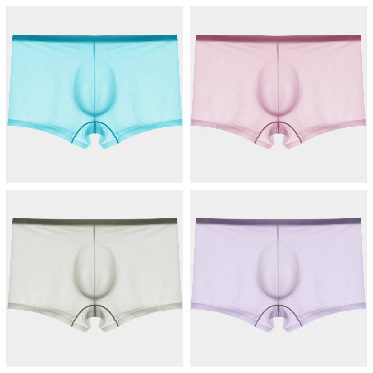 4-Pack Men's Sheer Ice Silk Trunks with No-Chafe Pouch - AFL 832