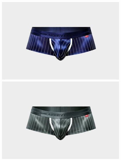 Men's Pinstripe Satin Ice Silk Crop Tank Top and Matching Underwear