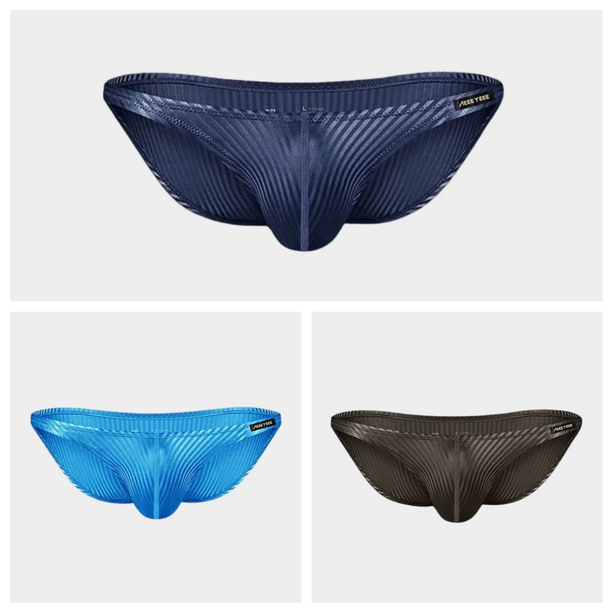 3-Pack Men's Textured Stripe Ice Silk Briefs - AFL 637