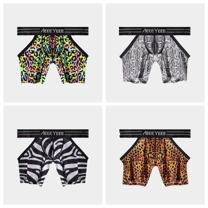 4-Pack Men’s Ice Silk Animal Print Open-Side Boxer Briefs - AFL 717
