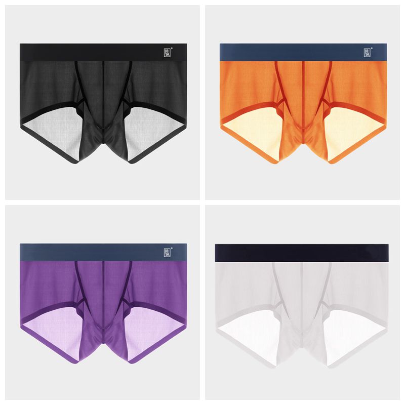 4-Pack Men's Ribbed Ice Silk Short Trunks - AFL 804