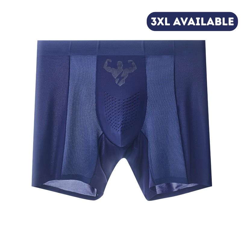 3-Pack Men's Ice Silk Boxer Briefs with Breathable Mesh Panels - M41