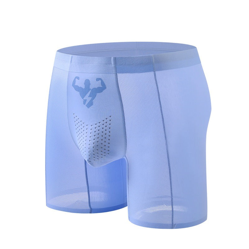 3-Pack Men's Ice Silk Boxer Briefs with Breathable Mesh Panels - M41