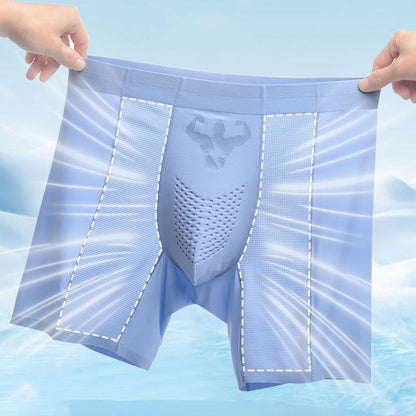 3-Pack Men's Ice Silk Boxer Briefs with Breathable Mesh Panels - M41