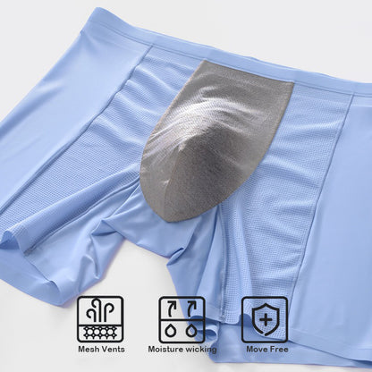 3-Pack Men's Ice Silk Boxer Briefs with Breathable Mesh Panels - M41